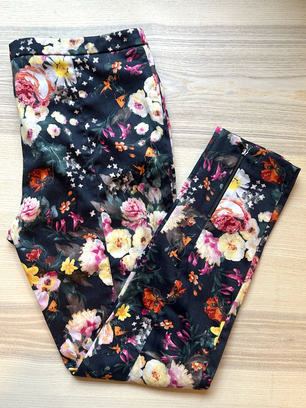 MNG Mango Collection Floral Skinny Trousers Casual Boho Streetwear Size 10